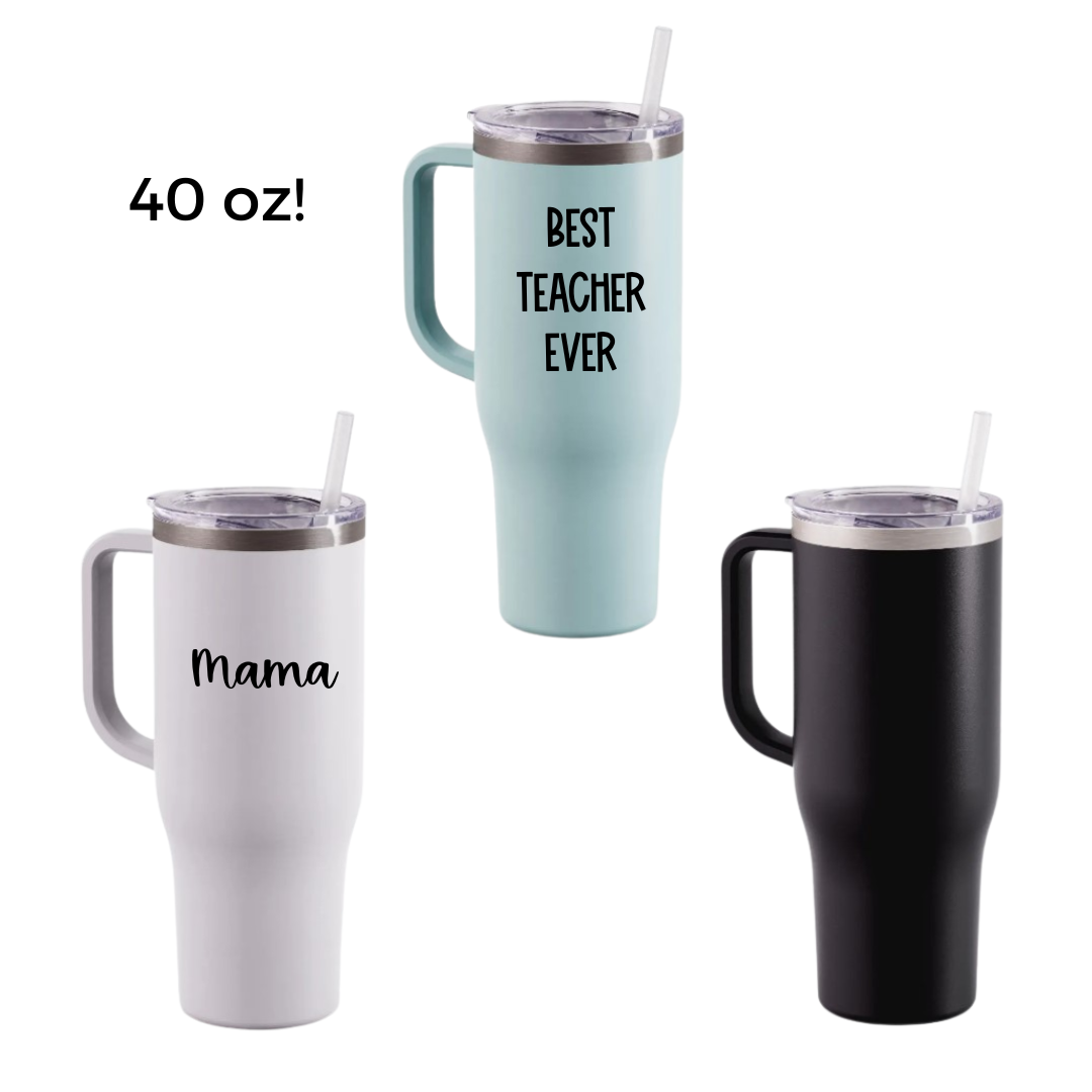 Personalized 40 oz Charger Tumbler with Handle - Kansas City Kreations