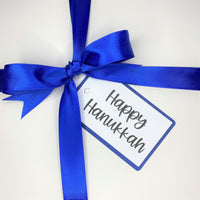 Gift Box and Tag- Happy Hanukkah (Blue and White)