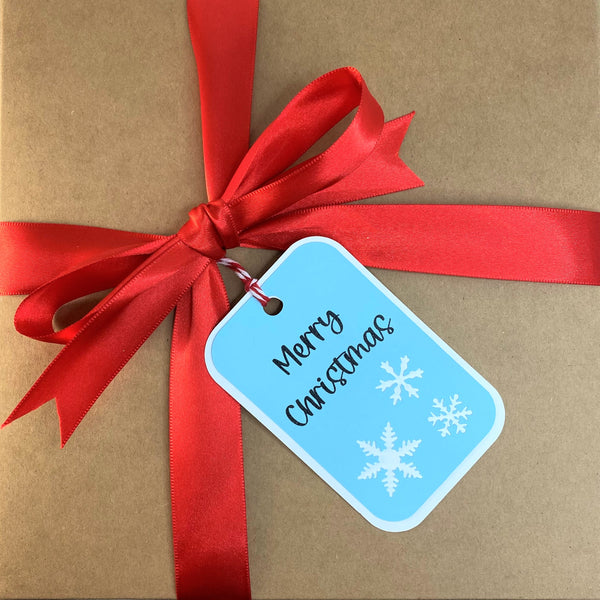 Gift Box and Tag- Merry Christmas (Blue and White)