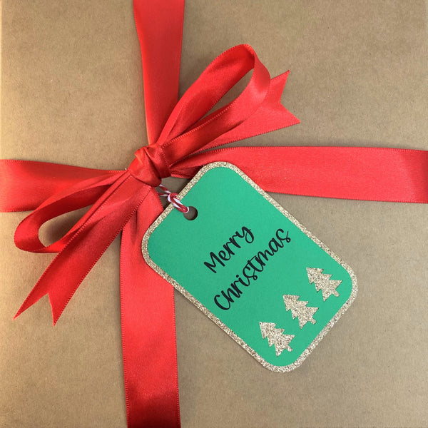 Gift Box and Tag- Merry Christmas (Green and Gold)