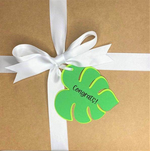 Gift Box and Tag- Congrats! (Monstera Leaf)