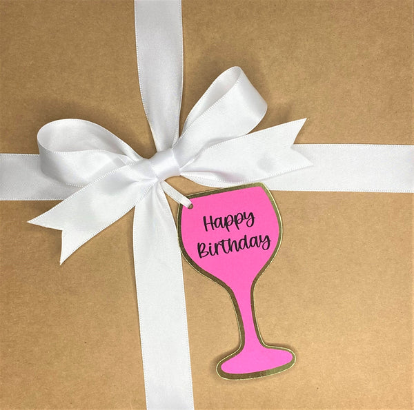 Gift Box and Tag- Happy Birthday (Wine)