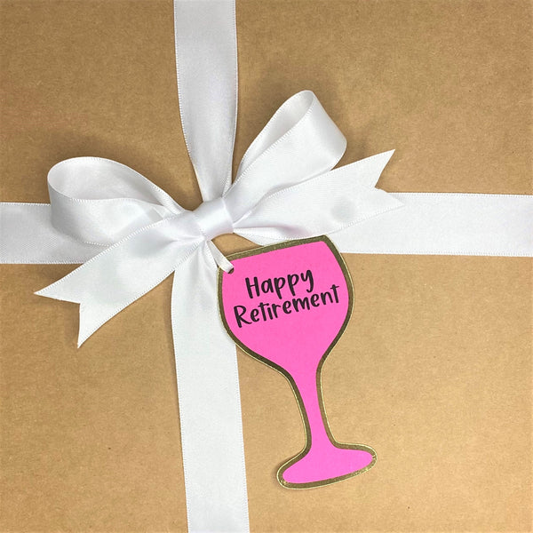 Gift Box and Tag- Happy Retirement (Wine)