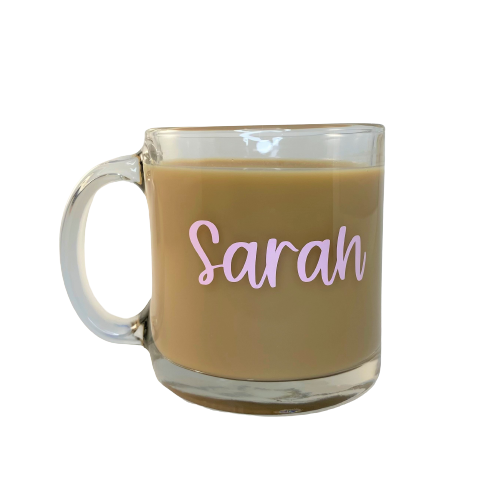 Clear Glass Coffee Mug 13 oz. (Can be Personalized)