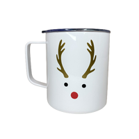 Holiday Mug or Wine Tumbler- Reindeer- Stainless Steel
