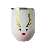 Holiday Mug or Wine Tumbler- Reindeer- Stainless Steel