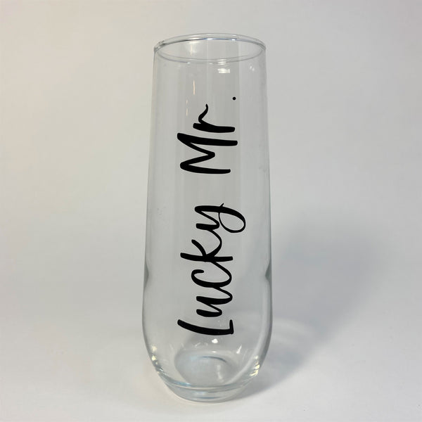 Stemless Champagne Flute- Lucky Mr. (8.5 oz)