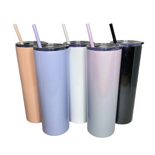 20 oz Personalized Stainless Steel Skinny Tumbler With Lid and Straw